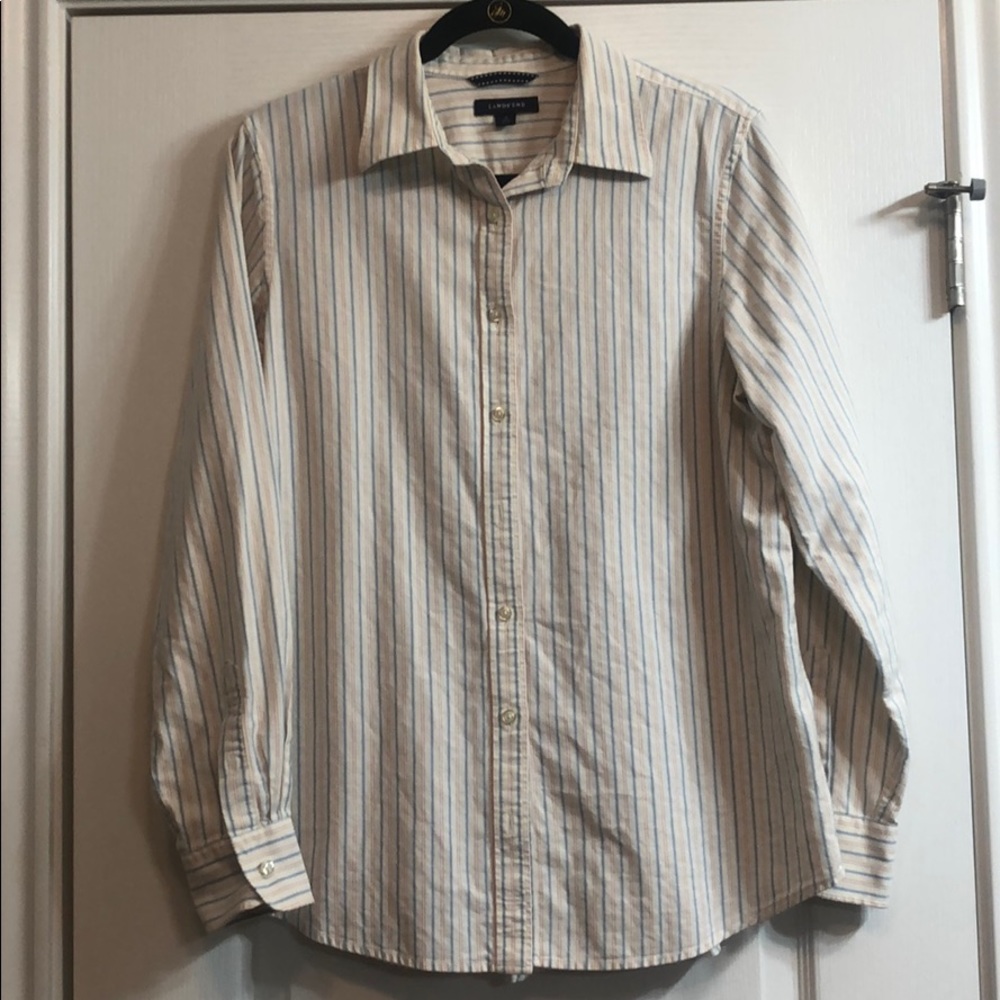 Lands End Button Down Long Sleeve Striped Shirt